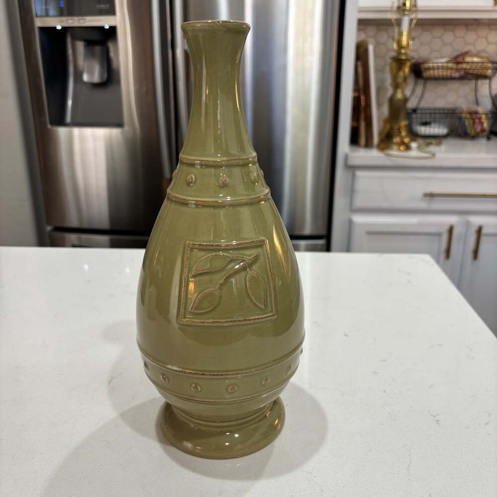 Signature Housewares Sorrento Oregano Green Stoneware Olive Oil Bottle Cruet by